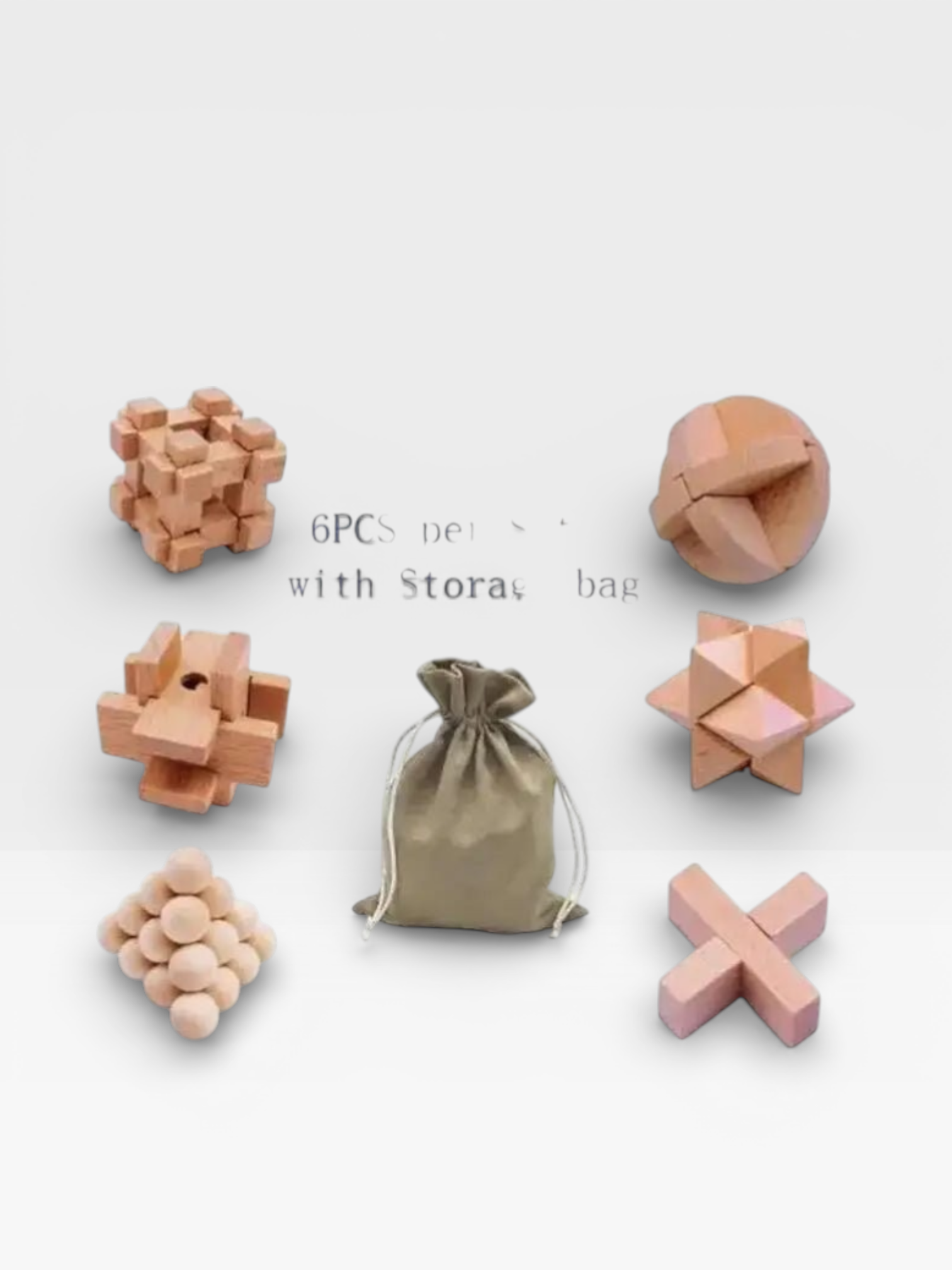 6PCS/12PCS Set Educational Wooden Bamboo Puzzle Interlocking Burr Puzzles Game Gift for Adults Children - UNIVEA