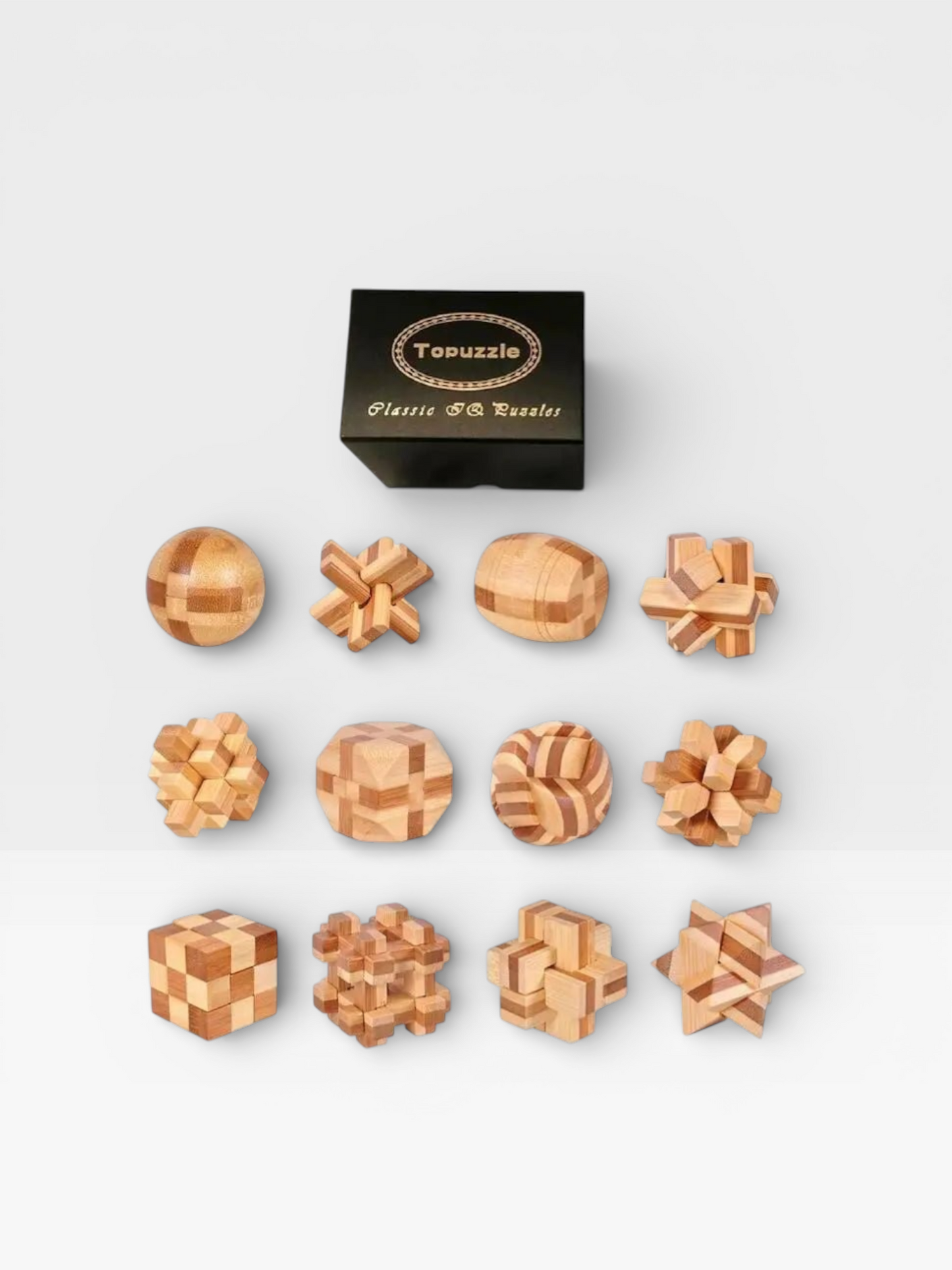 6PCS/12PCS Set Educational Wooden Bamboo Puzzle Interlocking Burr Puzzles Game Gift for Adults Children - UNIVEA
