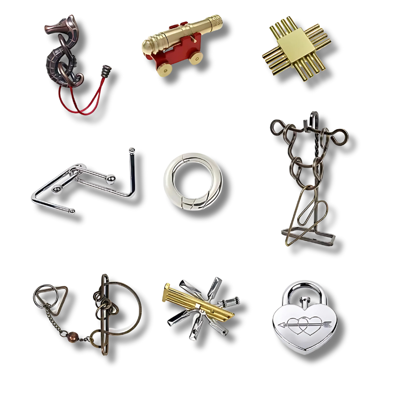 Classic IQ Metal Brain Teasers Lock Ring Puzzle Logic Magic Mind Wire Puzzles Game Gift for Adults Kids - UNIVEA