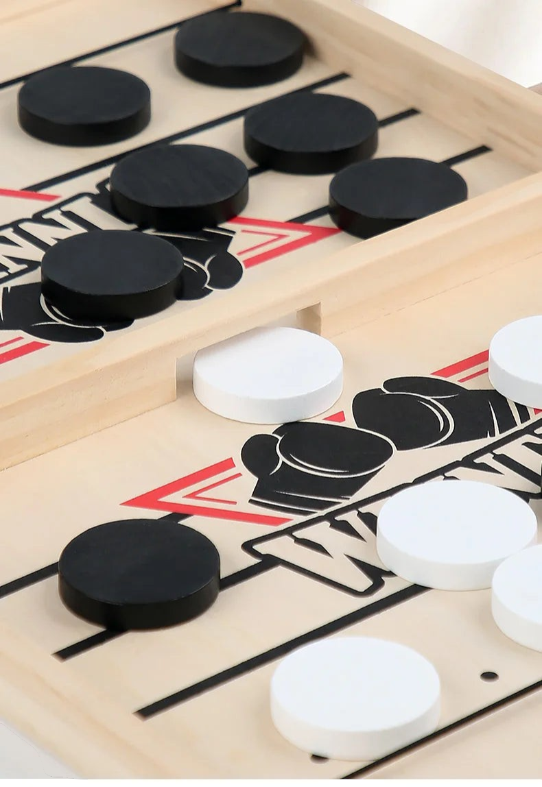 Fast Sling Puck Board Game Wooden Table Hockey Party Game for Kids & Adults - UNIVEA