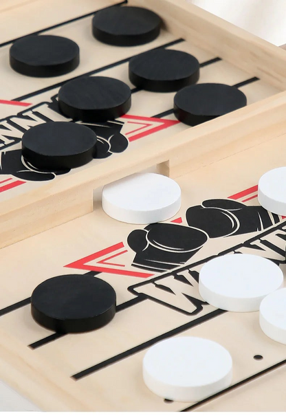 Fast Sling Puck Board Game Wooden Table Hockey Party Game for Kids & Adults - UNIVEA
