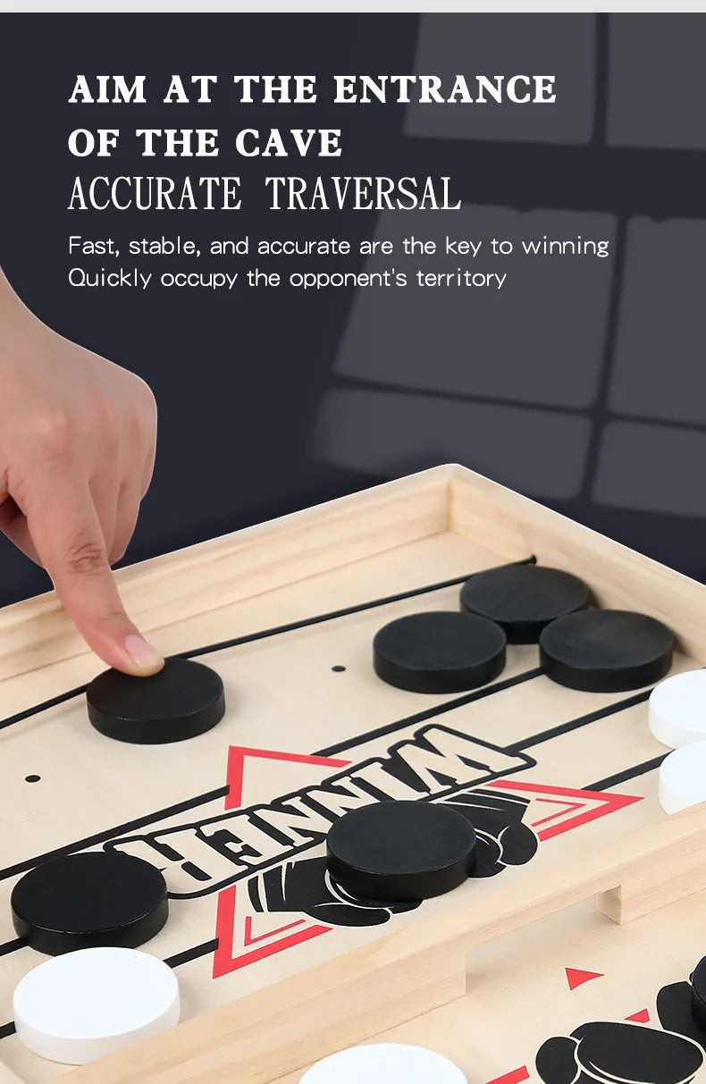 Fast Sling Puck Board Game Wooden Table Hockey Party Game for Kids & Adults - UNIVEA