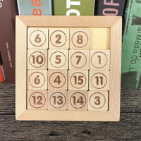 Wooden 15 Numbers Sliding Brain Teasers Puzzles Game