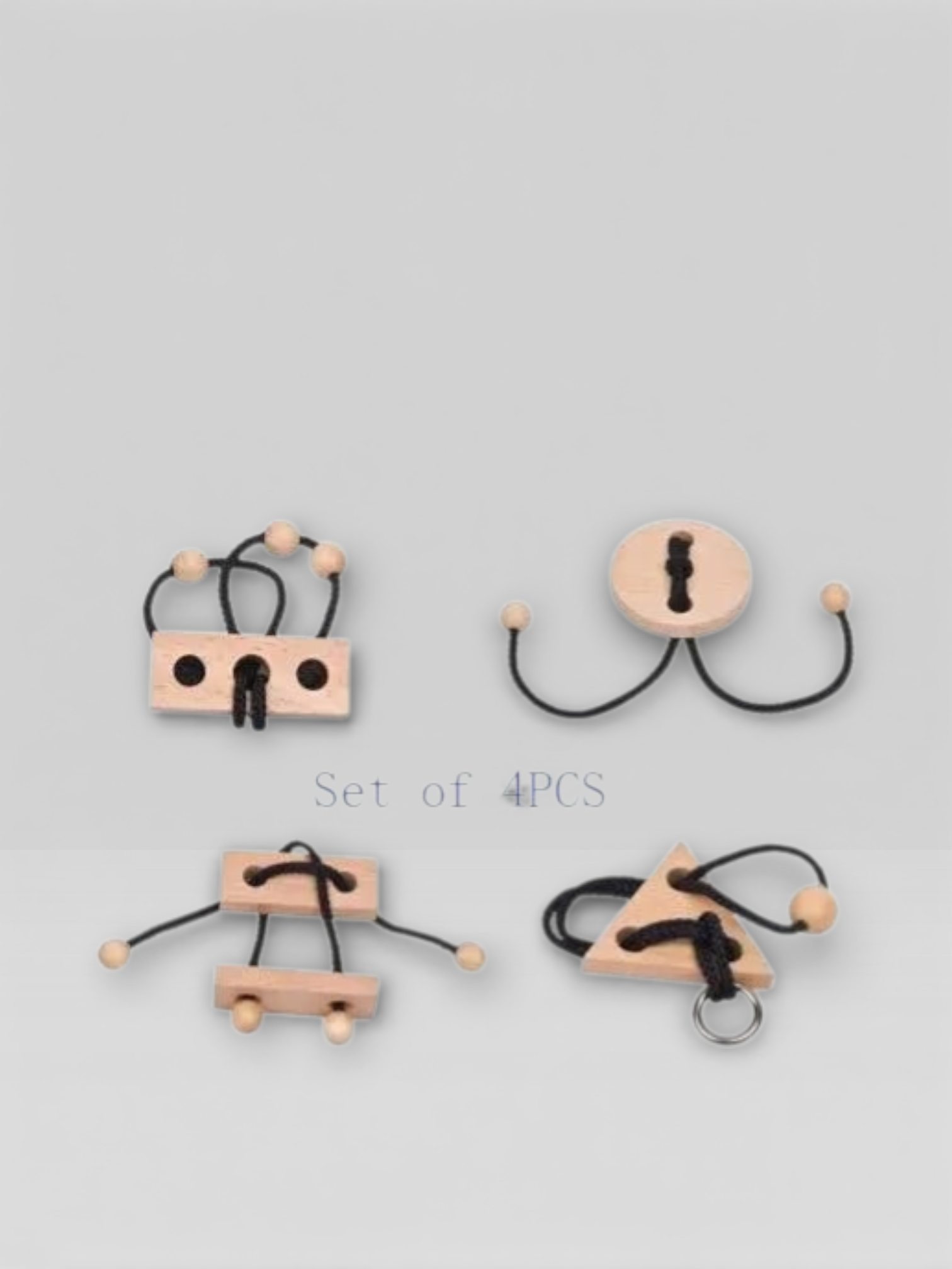 Desk Novelty 3D Wooden Rope Loop Puzzle - UNIVEA