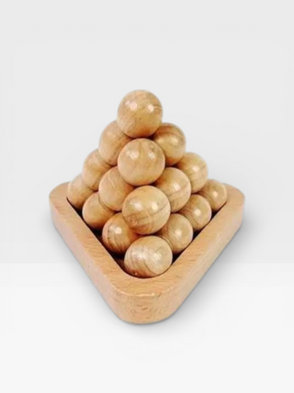 Intelligence Pyramid - shaped Wooden Beads Brain Teasers 3D Logic Mind Puzzle Game - UNIVEA