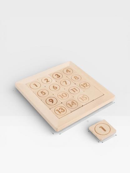 Wooden 15 Numbers Sliding Brain Teasers Puzzles Game - UNIVEA